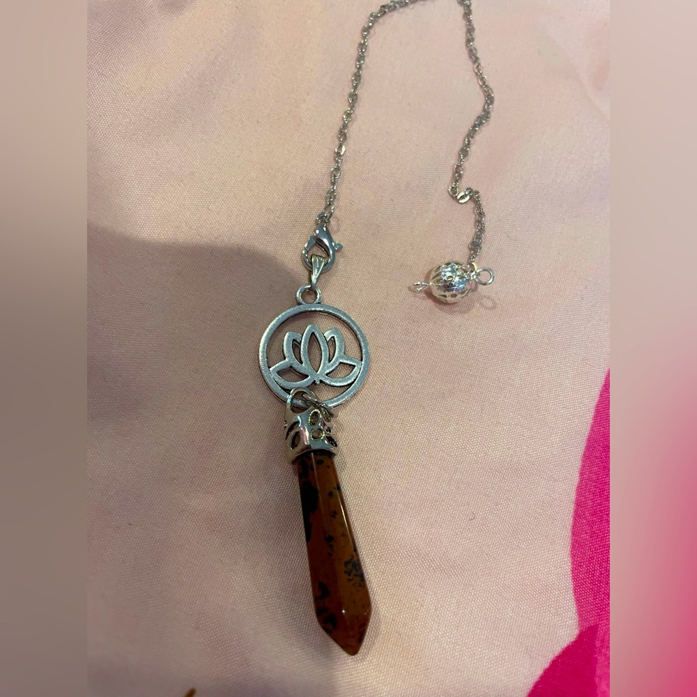 Jasper Swan Stone Lotus Chakra Pendulum Pendant Energy Power Healing Amu…